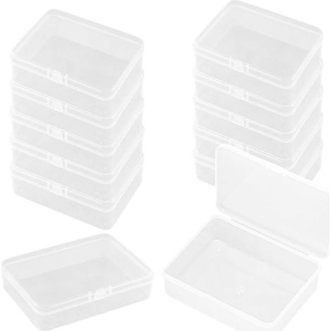 Lot de 12 boîtes rangement plastique transparent organisateur perles rectangulaire (1/4)