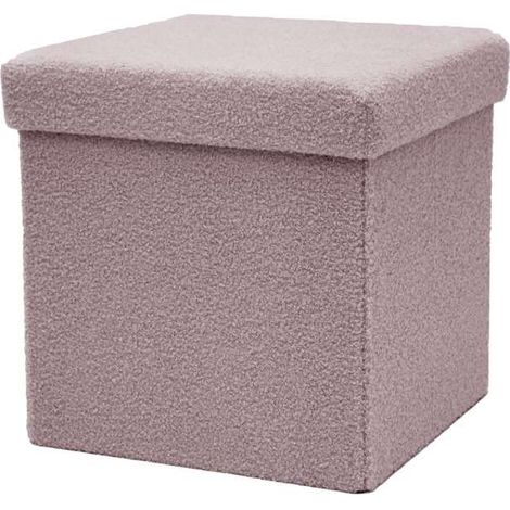 Pouf Pieghevole in Teddy Bouclè Rosa - 38x38x38 cm
