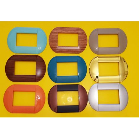 TRADE SHOP - Placca Placche Placchette Compatibili Living International Light Bombate Bticino - Argento -7 fori     -