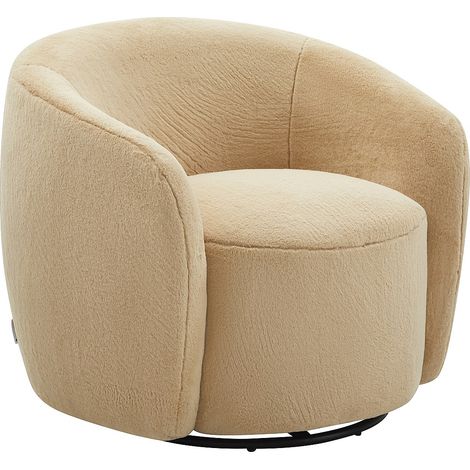 Fauteuil pivotant en fausse fourrure taupe VEREIDE