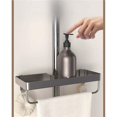 Duschablage ohne Bohren, Seifenschale aus Aluminium mit Duschgelablage, einfache Montage, passend für Rohre mit 22–25 mm Durchmesser (1/5)