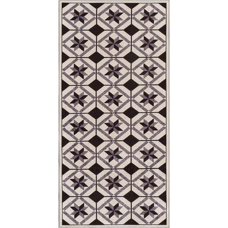 Tapis de cuisine Lavable 30° 80x150 noir LYN11 N & B