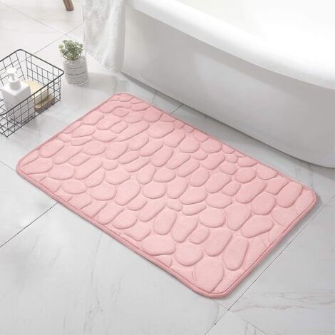Tapis de bain en mousse à mémoire de forme Tapis de bain antidérapant Tapis de bain absorbant de haute qualité Lavable en machine (rose) (1/5)