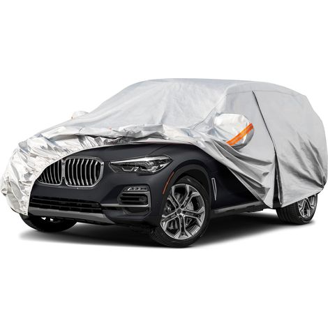 Wasserdichte, atmungsaktive Autoabdeckung, 6-lagige Fahrzeugschutzhülle für außen gegen Regen, Sonne und Staub, kompatibel mit Cayenne, GLE, BMW X5, Grand Cherokee usw. für SUV 485 bis 510 cm (1/5)