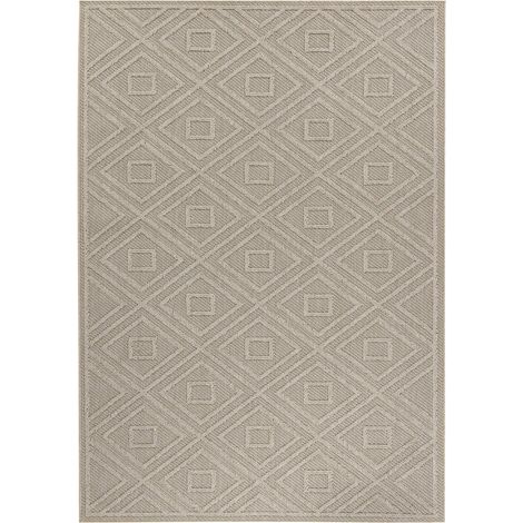 Tapis Salon Aspect Jute Boheme Relief Pavés sobre et naturelle (Beige Naturel - 80x150cm) (1/5)