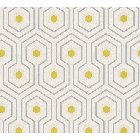 12 2507 - Vinyl expansé sur intissé Hexagone Jaune - DECORAMA