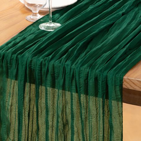 Chemin de Table en Gaze Vert Forêt 2 Pack 90 × 300 cm, Décor de Table de Noël (1/5)