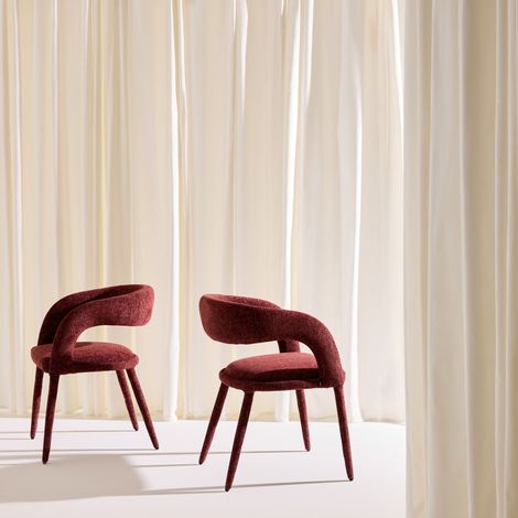 sweeek - Lot de 2 fauteuils contemporain tissu bordeaux - Alessia (1/5)