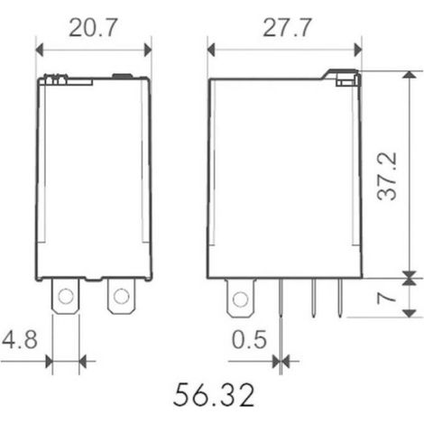 Relais enfichable - Finder - 56.32.9.024.0040 - 24 V/DC - 12 A - 2 inverseurs (1/3)