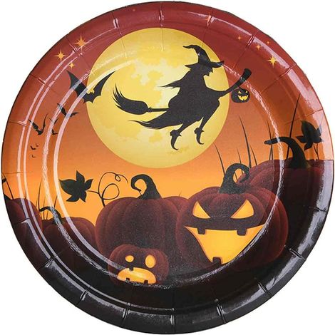 Ensemble de 10 assiettes rondes en papier pour Halloween (1/4)