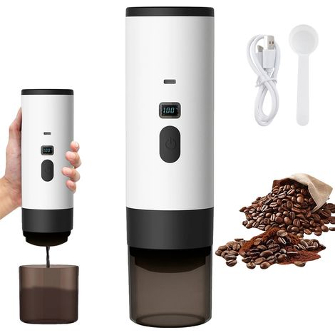 Cafetière Électrique, Design Portable, Chargement USB, Blanc (1/2)