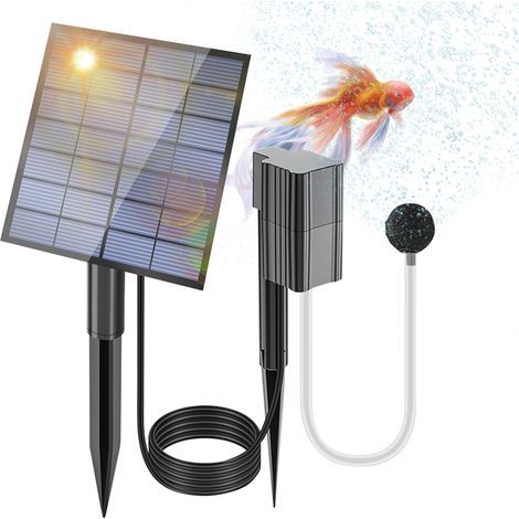 Aerator de l'étang solaire 2,5 W / 7V Pompe à air oxygénator 0,6 L / min pour 1 pierre à bulles et pic de jardin extérieur hydroponique de 1 bulle (1/5)