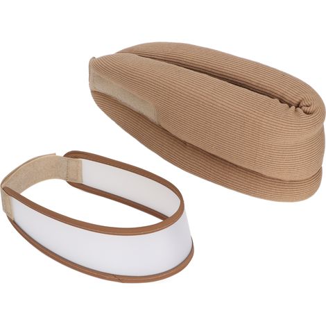 Appui cervical en éponge souple, tracteur cervical avec sangle de fixation PVC, soulagement douleur nuque, coussin de sommeil brun, soutien vertébral, kit anti-hernie, repos nocturne confortable (1/5)