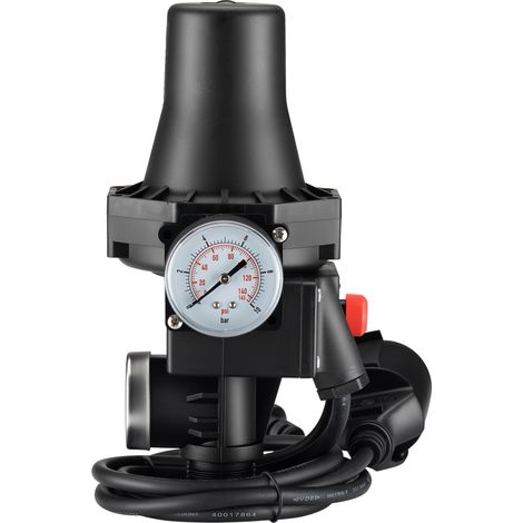 Wiltec Druckschalter mit Kabel SKD-3 230V bis 10 bar, Druckwächter mit Trockenlaufschutz für Hauswasserwerke und Pumpen, zuverlässige Pumpensteuerung