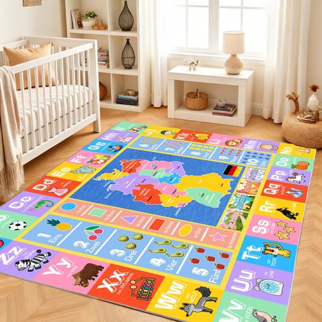 Tapis pour chambre d'enfant, doux et moelleux, idéal pour les bébés, 120 x 160 cm (1/5)