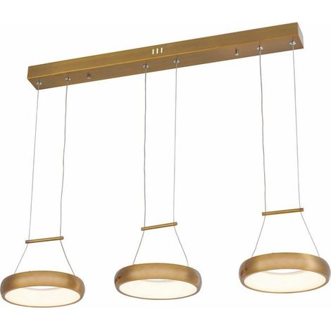 Suspension moderne LED 12W Thea 3 anneaux dorés Reality