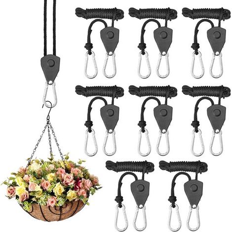 1/8 di pollice, 8 ganci a cricchetto regolabili, 2 m, ganci regolabili per appendere tende, luci per piante, ventilatori e luci (1/5)
