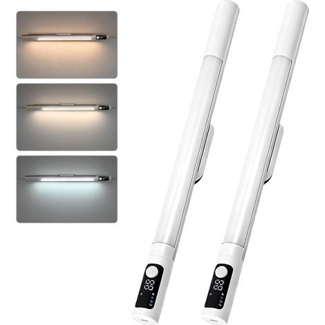 Paquete de 2 luces nocturnas con sensor, alimentadas por batería de 2000 mAh - Alcance de 3 m - Ángulo ajustable - Tipo C - Blanco (1/5)