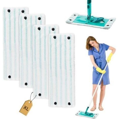Lot de 4 serpillères en microfibre 49x15cm – Housses de rechange pour Leifheit Clean Twist XL Micro Duo – Nettoyage efficace tous sols (1/4)