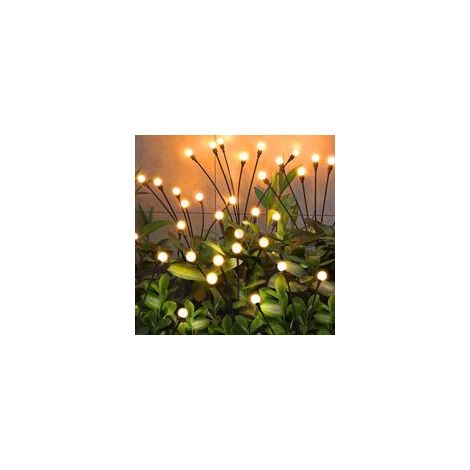 Lot de 4 lampes solaires d'extérieur en forme de luciole étanches pour chemin, Noël, cour, patio, paysage décoratif, 8 LED (blanc chaud) [Classe énergétique A+++]