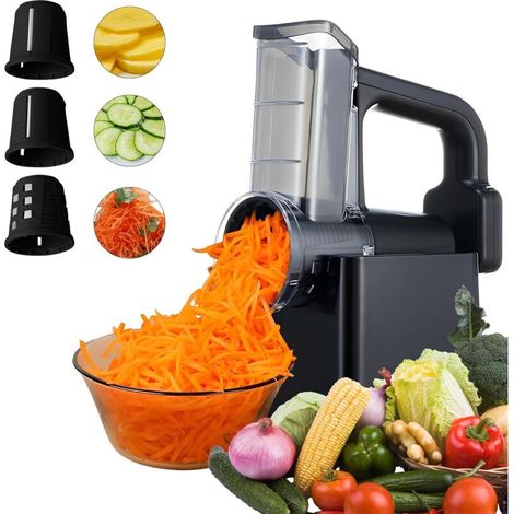 Râpe a Légumes Électrique,Rape Carotte Electrique,Machine à Salade Electrique,Coupe-Fruits, pour Fromage,Pommes de Terre, Concombres, Mit Mehreren Auswechselbaren Klingen,acero Inoxidable (1/5)