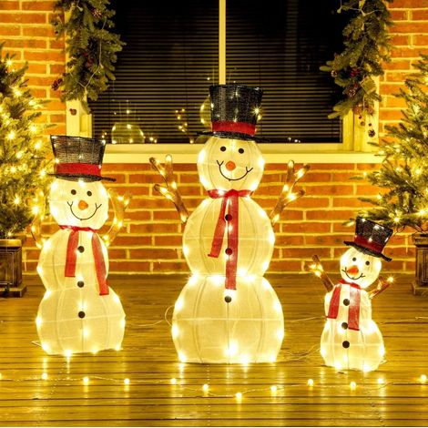 Familia de muñecos de nieve navideños para exterior con LED, IP44, 3 piezas, blanco HAVRYA (1/5)