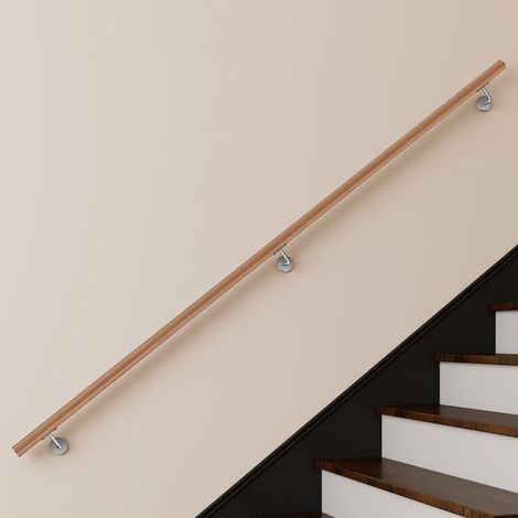 Main courante inox 304 pour intérieur et extérieur -couleur marron- en 240cm-Fixation murale incluse (1/5)
