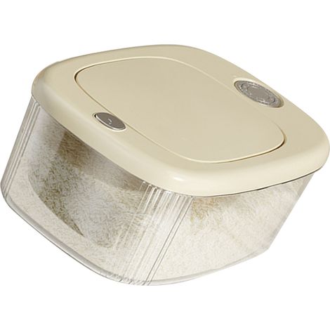 Boîte de rangement pour riz multifonctionnelle de grande capacité, de qualité alimentaire, pour la cuisine, blanc crème. (1/5)