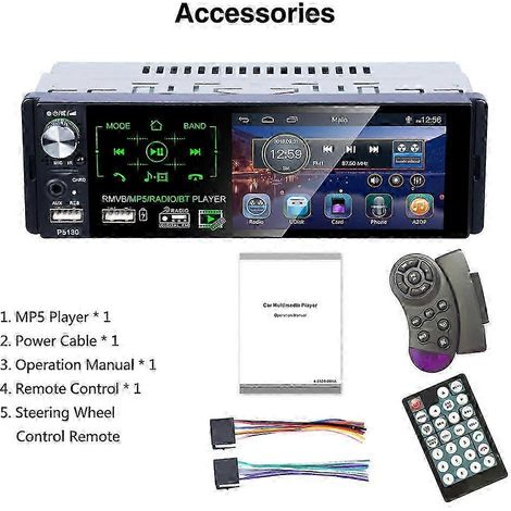 1-DIN-Autoradio mit MP5-Player, Bluetooth, HD-Touchscreen – Multimedia-Autoradio mit USB, SD-Kartenleser, FM-Radio und Digitalanzeige (1/4)