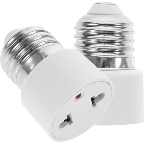 Allecto plus - 2 adattatori da lampadina a incandescenza a portalampada, convertitore base lampada E27, attacco a vite per veranda, camera da letto, terrazzo, garage - Bianco - 2 poli (1/5)