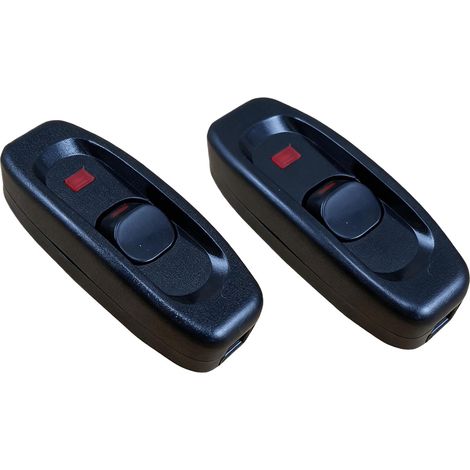 Lot de 2 interrupteurs intermédiaires avec témoin lumineux rouge, interrupteur à cordon 10 A, interrupteur 230 V, convient pour les câbles d'alimentation à 2 fils et les petits appareils (1/5)