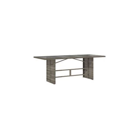 Table de jardin avec dessus en verre gris résine tressée (1/5)