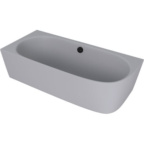 SUSSI L Baignoire d'angle sur pied en marbre coulé 160x70x50cm, gris mat (1/2)