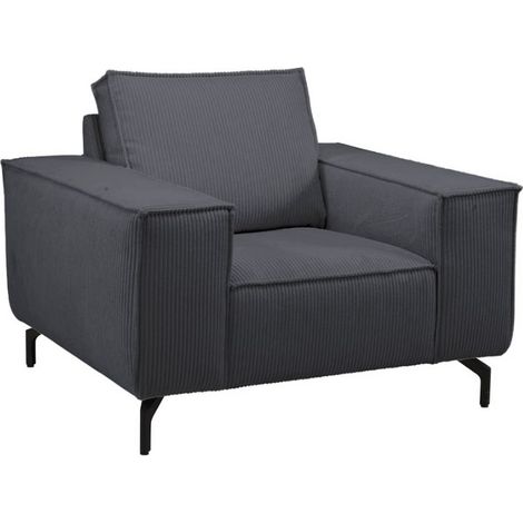 Fauteuil en velours côtelé anthracite PUEBLO Casita (1/2)
