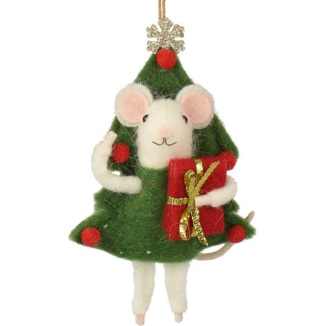 Anhänger Maus a. Tannenbaum verkleidet - Wolle