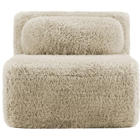 Canapé sans accoudoir Aviana avec oreiller en peluche tissu-kaki léger