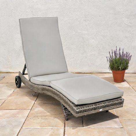Mobilier de jardin en rotin gris en résine 207 x 70 x 70 cm (1/5)