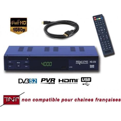 Décodeur Satellite - PERITEL - HDMI - Multi-satellites - 4000 chaînes - Noir