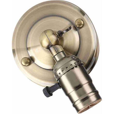 Applique murale vintage avec douille et interrupteur E27, 220 V, bronze, pour la décoration et l'usage domestique. (1/5)