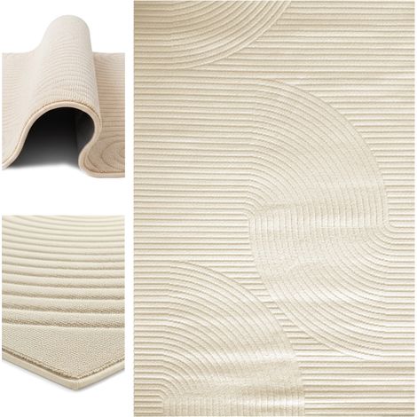 Tappeto a pelo riccio 120x170 per soggiorno, grande, stile giapponese, moderno, pesante, spesso, POLO - Path Camel (Beige)