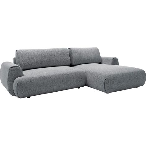 Canapé d'angle droit convertible en tissu chiné gris MONELIA (1/5)