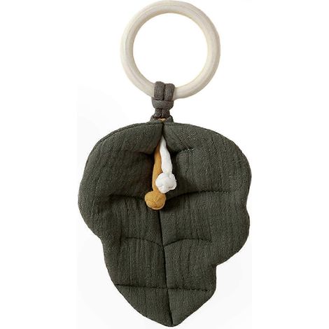 Doudou bébé cœur antidouleur, hochet dentition sûr à mâcher, compagnon réconfortant pour nouveau-né, cadeau apaisant, kaki foncé (1/5)