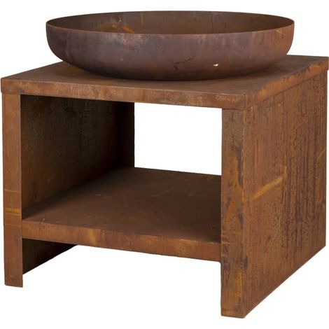 Bol à feu avec rangement en bois 62 cm Rouille Esschert Design