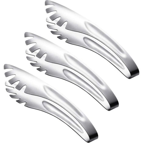 Set aus 3 italienischen Pastazangen aus Edelstahl, elegant und robust, perfekt für Spaghetti und andere Küchenarbeiten. (1/5)
