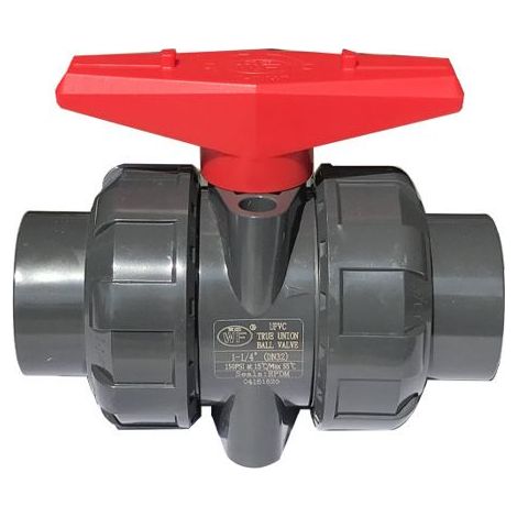 Vanne sphérique PVC double union à coller 40 mm (DN32) pour piscine (1/5)