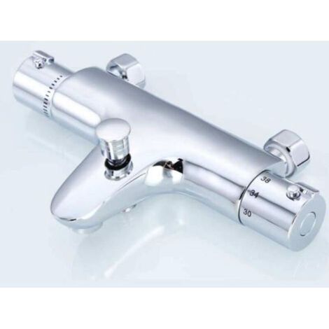 Mitigeur de baignoire thermostatique, robinet, mitigeur de douche avec thermostat, cuivre plaqué, montage sur baignoire (1/4)