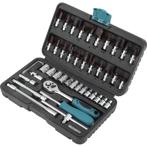 Clé à cliquet Coffret Outillage Mécanique Auto Douilles Tournevis Clés mixtes Kit 21834 (1/5)