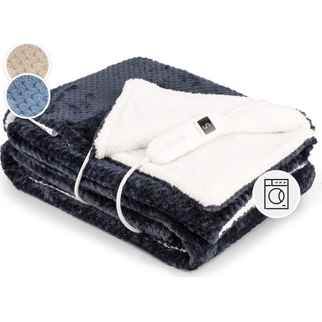 Klarstein XL Elektrische Kuscheldecke, Heizdecke mit Abschaltautomatik, 180x130 cm Elektrische Wärmedecke Maschinenwaschbar, Doppelseitige Heizdecke für Bett & Sofa, Wärme Decke mit 9 Heizstufen