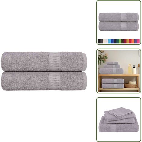 The Living Store Badetücher FROGN 2 Stk. Grau 100x150 cm 360 g/m² - Baumwolle (1/5)