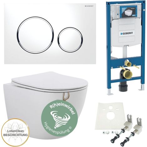 Geberit Sigma Spülkasten RIVA WC spülrandlos R(h)einwirbel Spülung Komplettset weiß/chrom/weiß